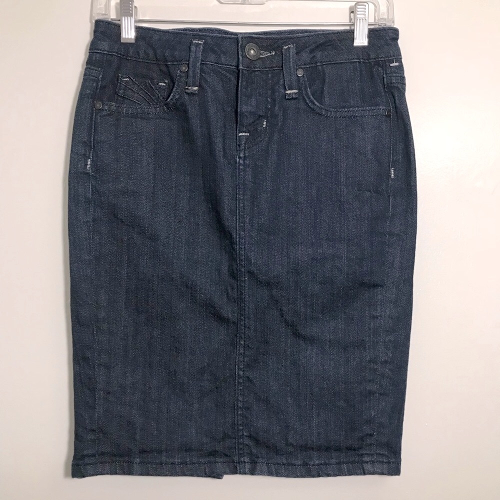 Miss Me Jeans Y2K Pencil Midi Denim Low Rise Skirt Dark Denim Sz Small